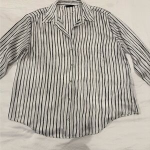 Zara Classic Black and White Striped Satin woman’s Shirt
